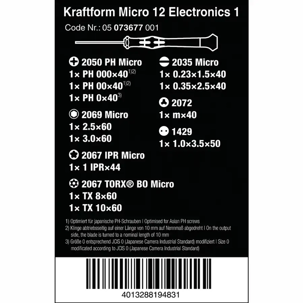 Набор для электроники Kraftform Kompakt Micro 12 Electronics 1 WERA 05073677001