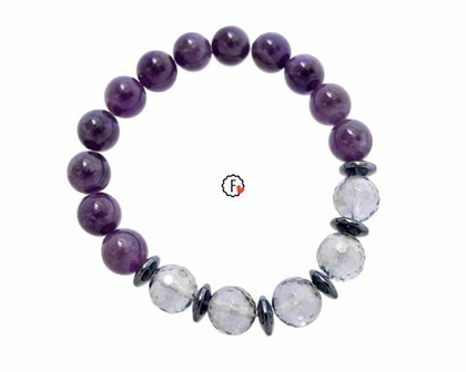 браслет из аметиста и хрусталя (б-0954-16)