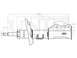 Амортизатор газовый передней подвески правый UNIO SAB-10241