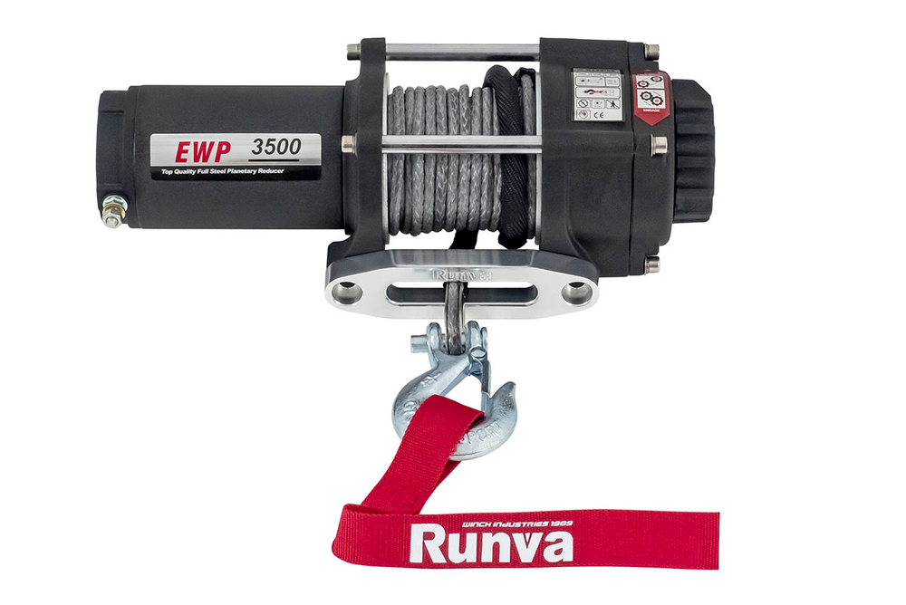 Лебёдка электрическая 12V Runva 3500A lbs 1588 кг (синтетический трос) EWP3500ASR