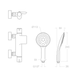 Смеситель термостатический для ванны (каскад) с душевым комплектом ALEXIA 363901TR