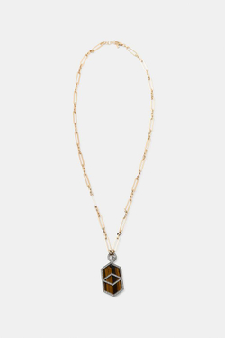 ZARA МЕТАЛЛИЧЕСКОЕ ОЖЕРЕЛЬЕ С КАМНЕМ И БЛЕСТКАМИ, ЗОЛОТИСТЫЙ