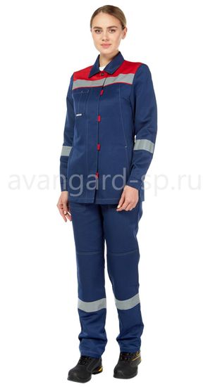 Костюм женский "Тимбер" полукомбинезон (синий/красный)