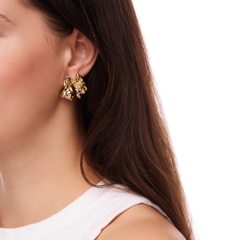 Серьги Золотой Мятный Бант