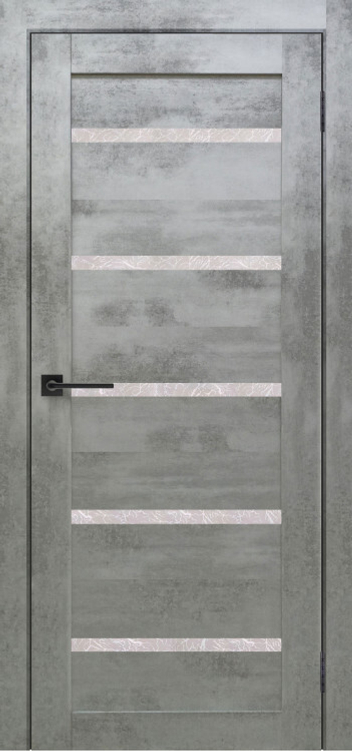 Межкомнатная дверь X-4 / Цвет Бетон светлый / Остекление "Гранит прозрачный" / Двери Верда