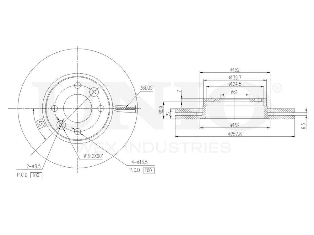 Диск тормозной передний UNIO BRD-20257