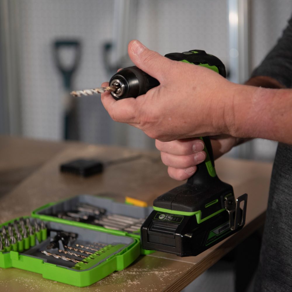 Аккумуляторная ударная дрель шуруповерт Greenworks GD24DD60K2, 3704107UA, 24v, АКБ 2 А·ч и ЗУ в кейсе