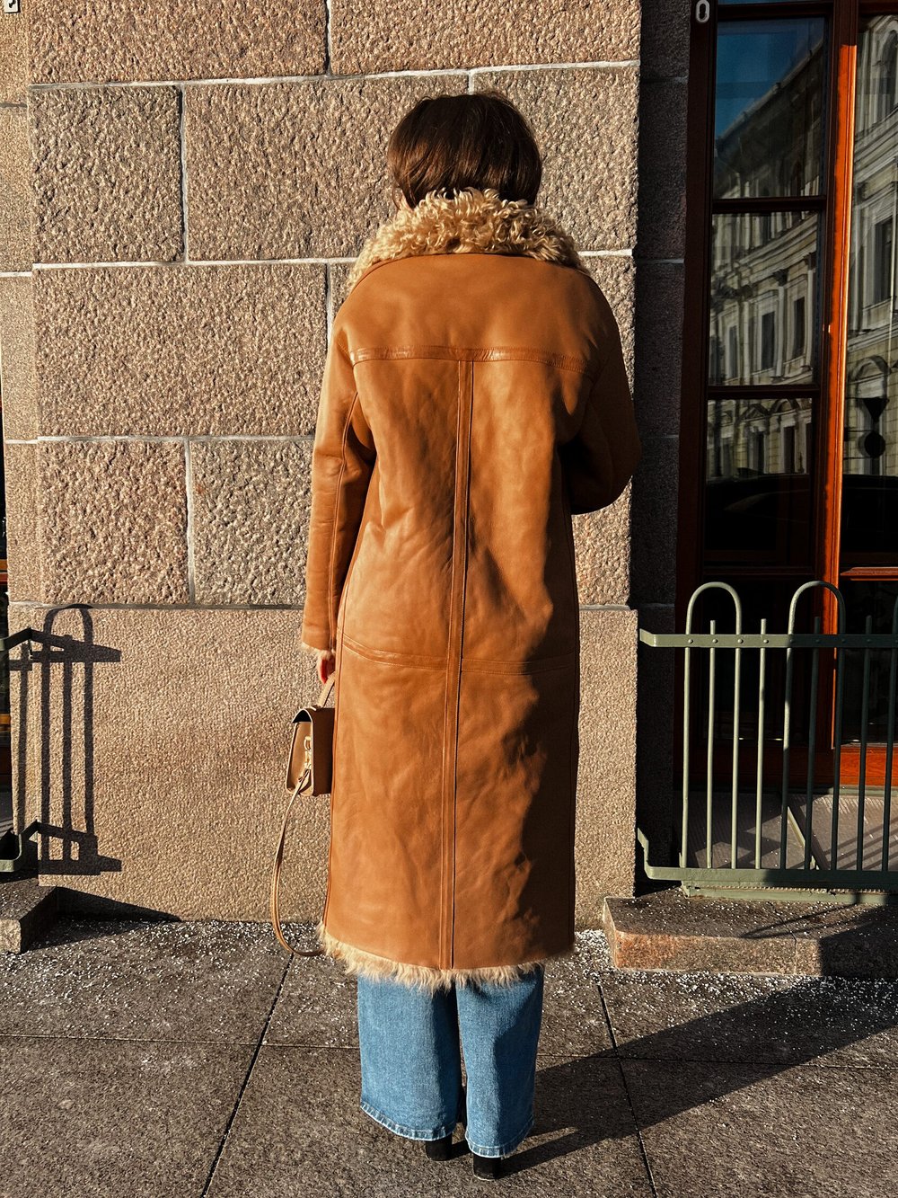 Удлиненная двусторонняя шубка Sand, Бежевая