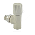Клапан (вентиль) PP-R запорный серый Дн 20х1/2" Ру25 НР угловой для радиатора VALFEX 1014720012Г