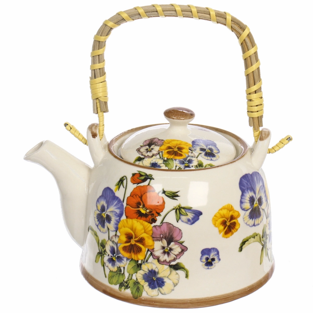 Чайник заварочный керамический 700мл с ситом «Фиалки»