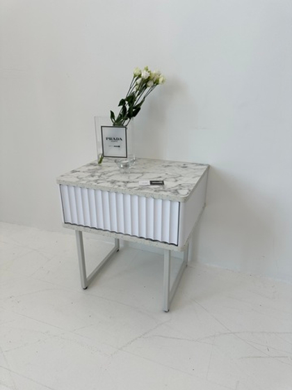 Тумба прикроватная на ножках ROYAL 5001 эко (Мрамор Каррара-Белый)