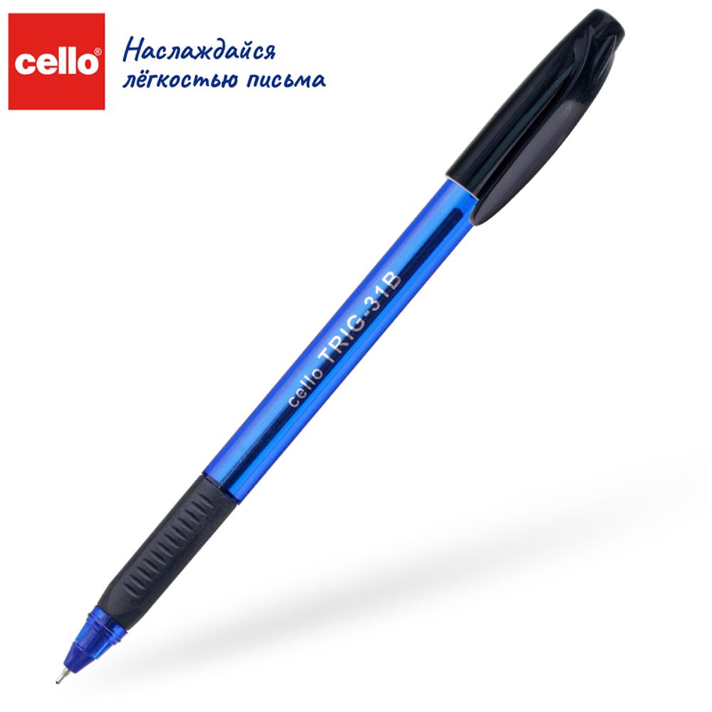 Ручка шариковая Cello "Tri-Grip blue barrel" синяя, 0,7мм, грип, штрих-код