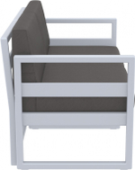 Диван пластиковый двухместный с подушками Siesta Contract Mykonos, серебристый, темно-серый