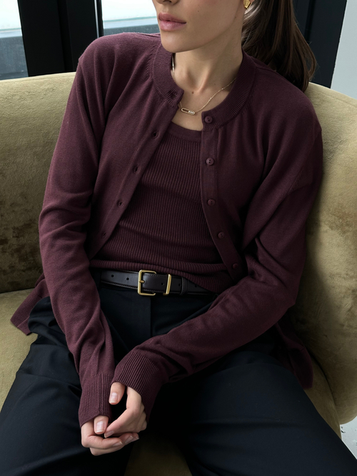 Кардиган из вискозы с шерстью бордовый