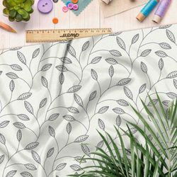 Ткань габардин листочные силуэты