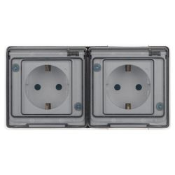 Розетка ЭРА Эксперт 11-2504-01 2х2P+E гориз. IP55, шторки, 16A-250В, ОУ, белый