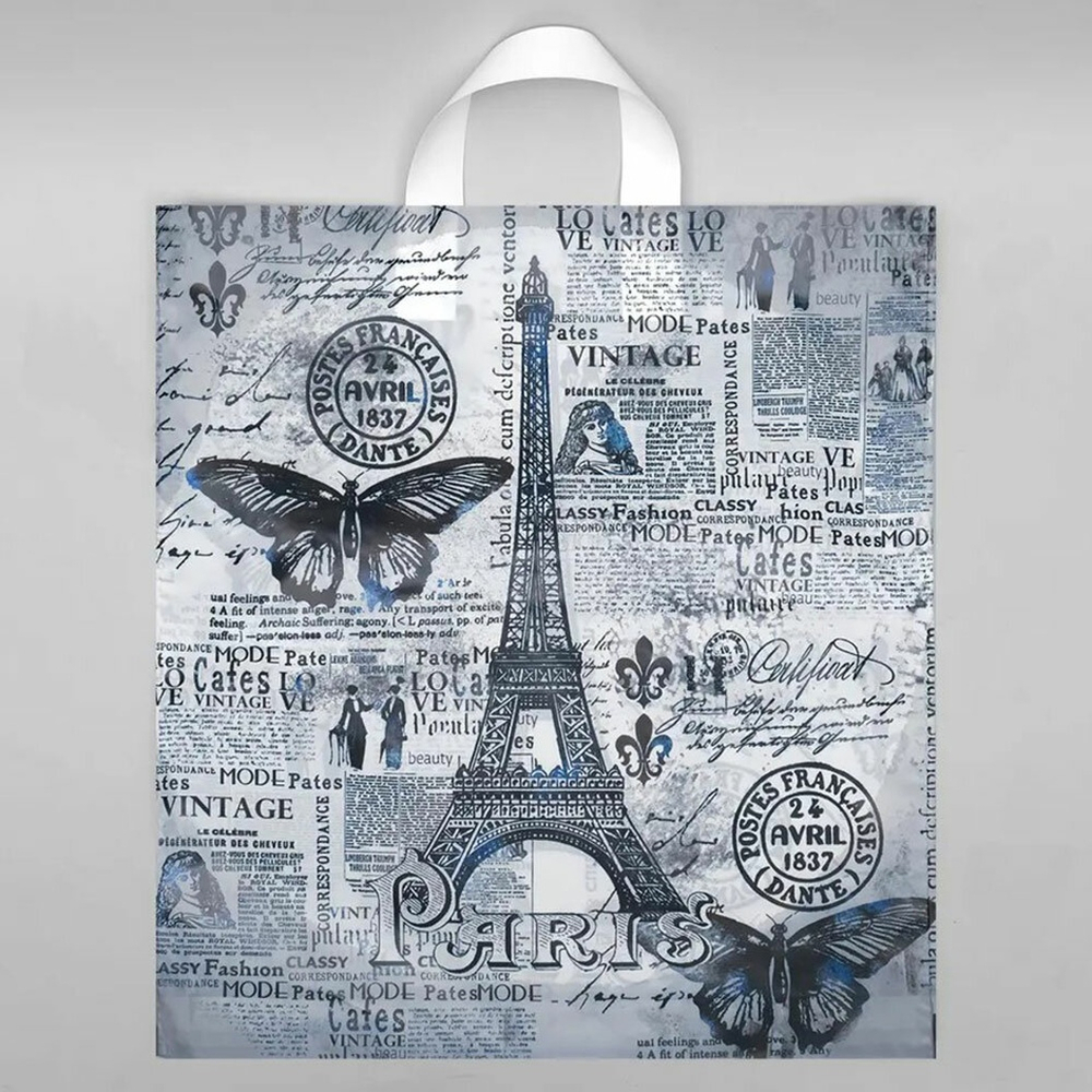 Пакет 38*42+6см 40мкм с петлевой ручкой "Парижский день" (25шт)