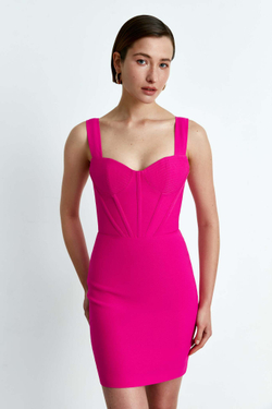 Платье мини корсетного типа из крепа на бретелях