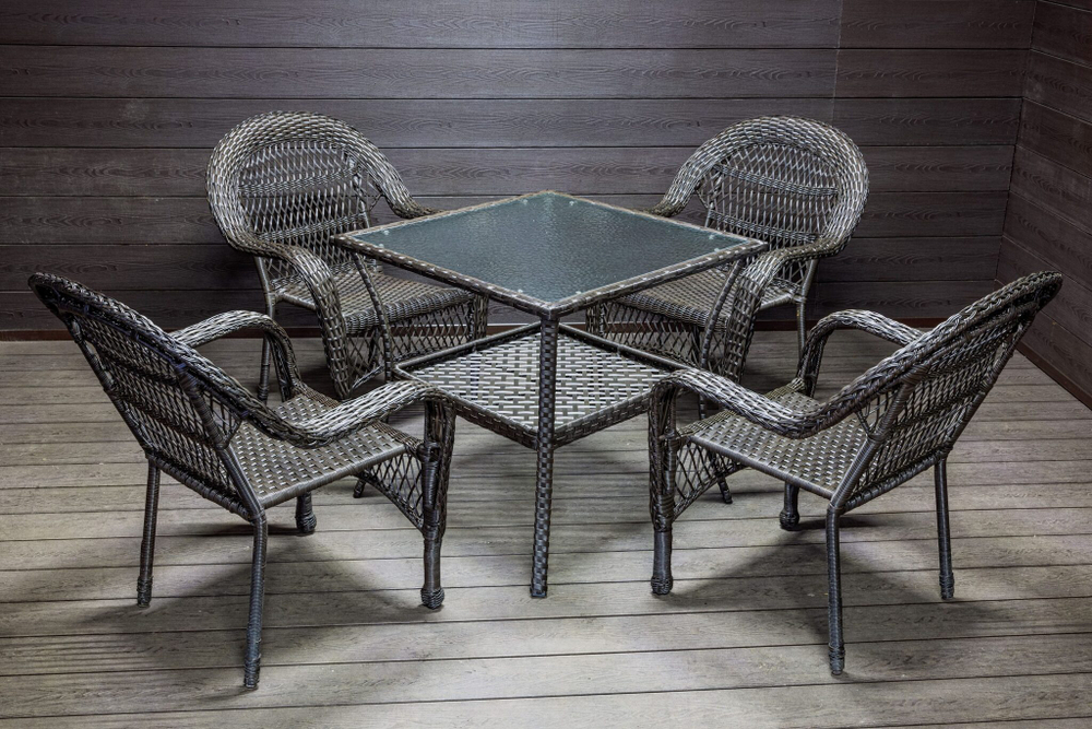 Садовый комплект из искусственного ротанга Мэдисон НЬЮ (Medison NEW) стол квадратный 80х80 + 4 кресла без подушек