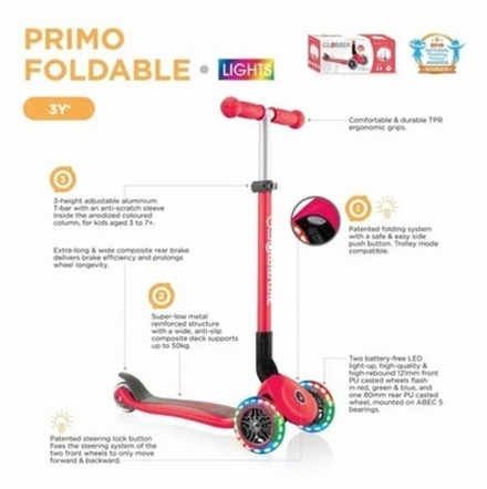 Самокат Globber Primo Foldable Lights бирюзовый