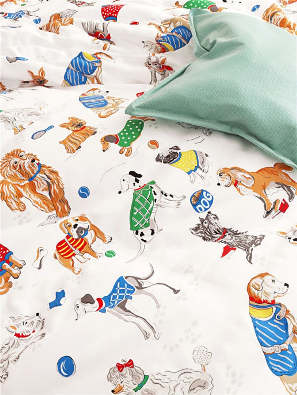 Простынь на резинке Сказка "Dogs on white" 120х200 см, перкаль