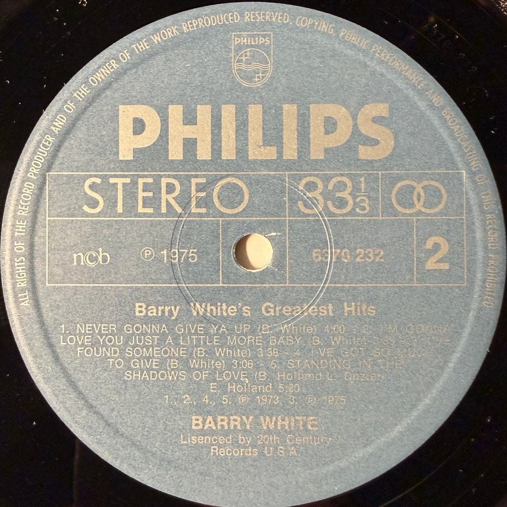 Barry White ‎– Barry White's Greatest Hits (Скандинавия 1975г.)