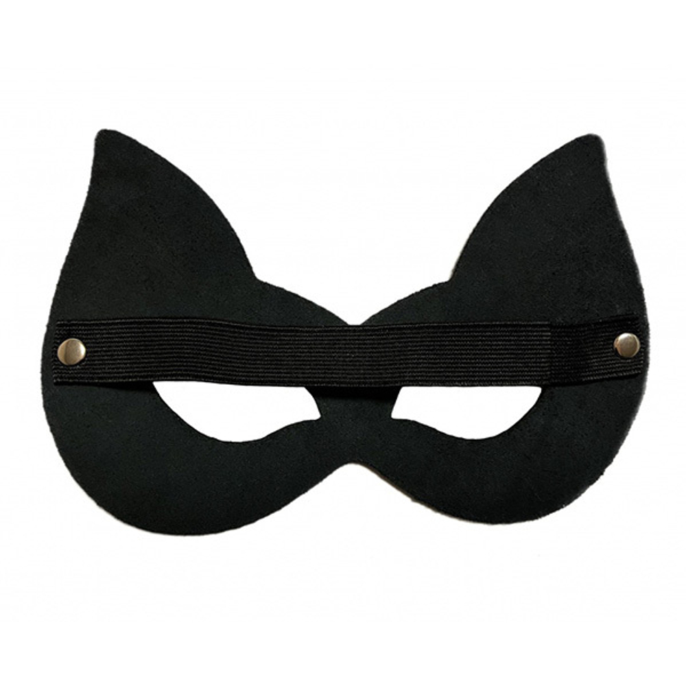 Черная кожаная маска для глаз с ушками БДСМ Арсенал Lady's Arsenal Black 68011