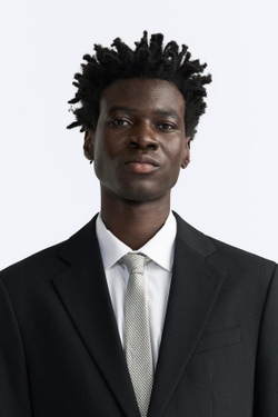 ZARA ГАЛСТУК ИЗ ВИСКОЗЫ И ШЕЛКА С УЗОРОМ «ГУСИНАЯ ЛАПКА», ЗЕЛЕНЫЙ