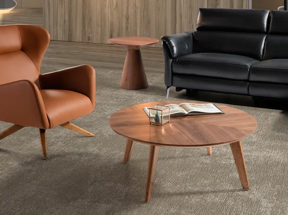 Журнальный столик Angel Cerda ET652, Ø60х55 см, орех