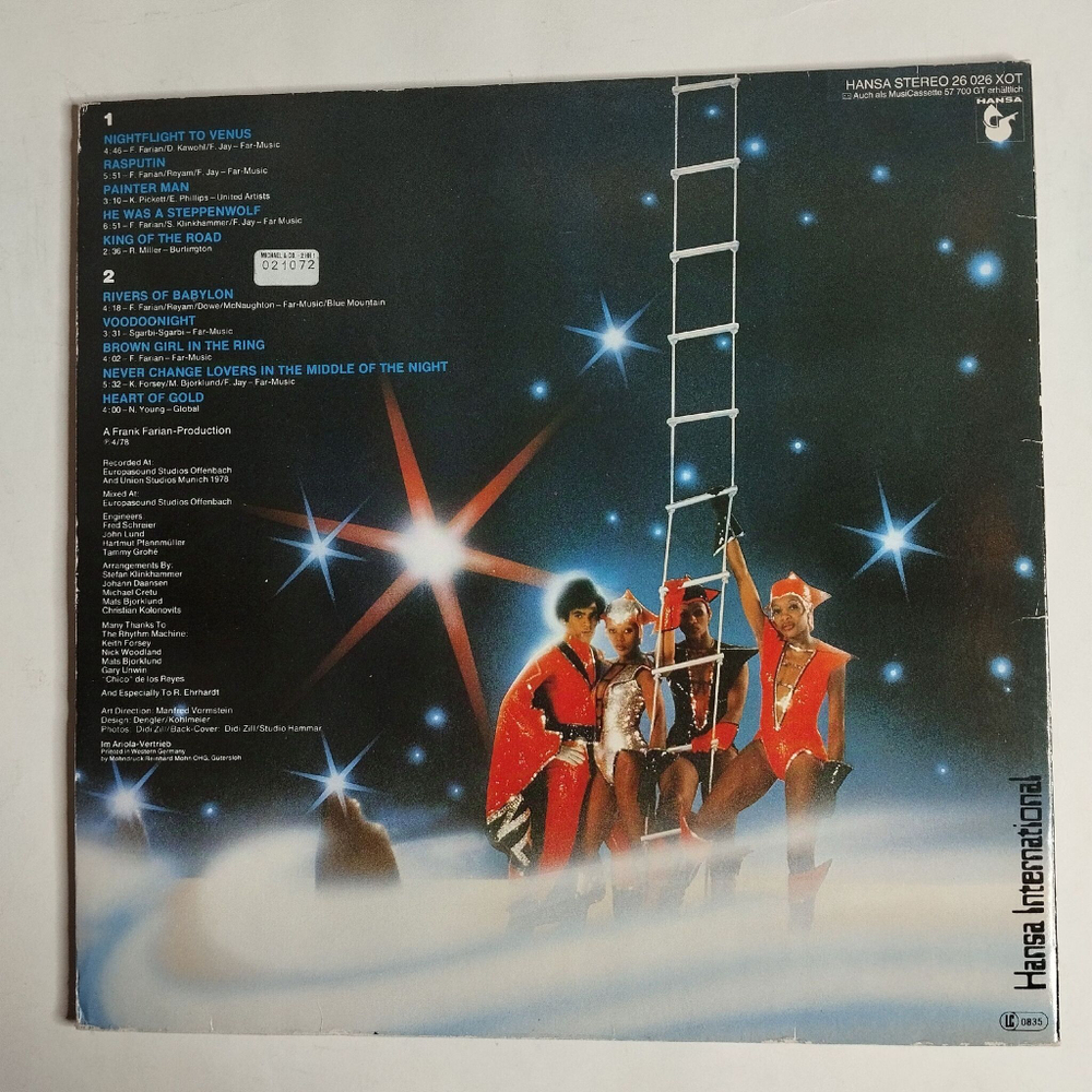Винтажная виниловая пластинка LP Boney M Nightflight To Venus (Germany 1978) Rasputin