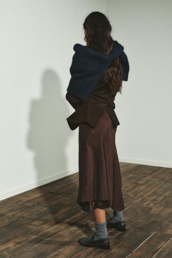 ZARA ЮБКА МИДИ АСИММЕТРИЧНОГО КРОЯ ИЗ ИСКУССТВЕННОЙ ЗАМШИ, КОРИЧНЕВЫЙ