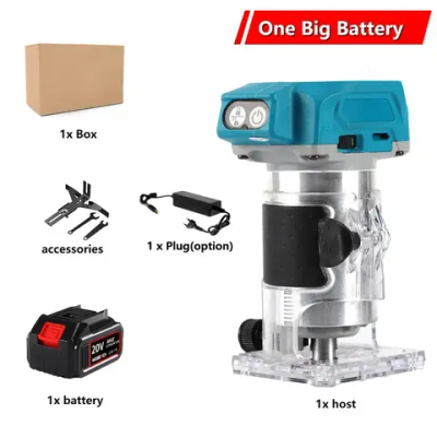 бесщеточный Беспроводной электрический фрезерный станок для резьбы по дереву, Фрезер комбинированный , 1 АКБ