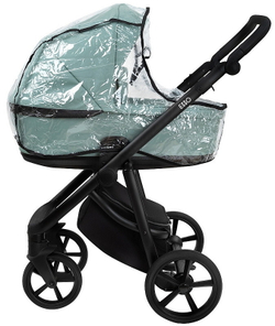 Детская коляска Roan Esso 2025 Кожа 3 в 1 с автокреслом Tutis Elo Lux EduSky Grey ESSK/214/1 Misti Mint/Grey/руч.Черный