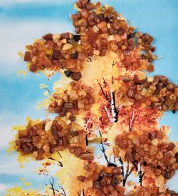 AMB-01/66 Картина «Мост через ручей» (с янтарной крошкой) пласт.рамка 33х42см