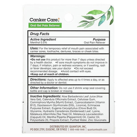 Quantum Health, Canker Care +, обезболивающий гель для полости рта, 9,7 мл (0,33 жидк. Унции)
