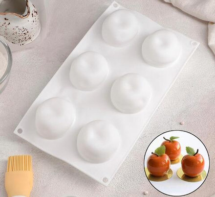 Форма силиконовая для муссовых десертов «Яблоко», 29×17×5,5 см, 6 ячеек, d=6 см