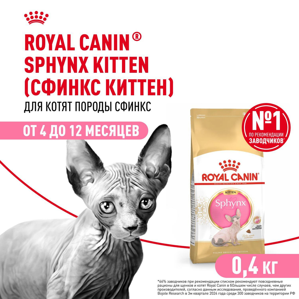 Royal Canin Sphynx Kitten Корм сухой сбалансированный для котят породы Сфинкс до 12 месяцев 0,4 кг