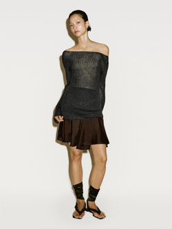 Massimo Dutti Длинный вязаный свитер - Limited Edition, коричневый