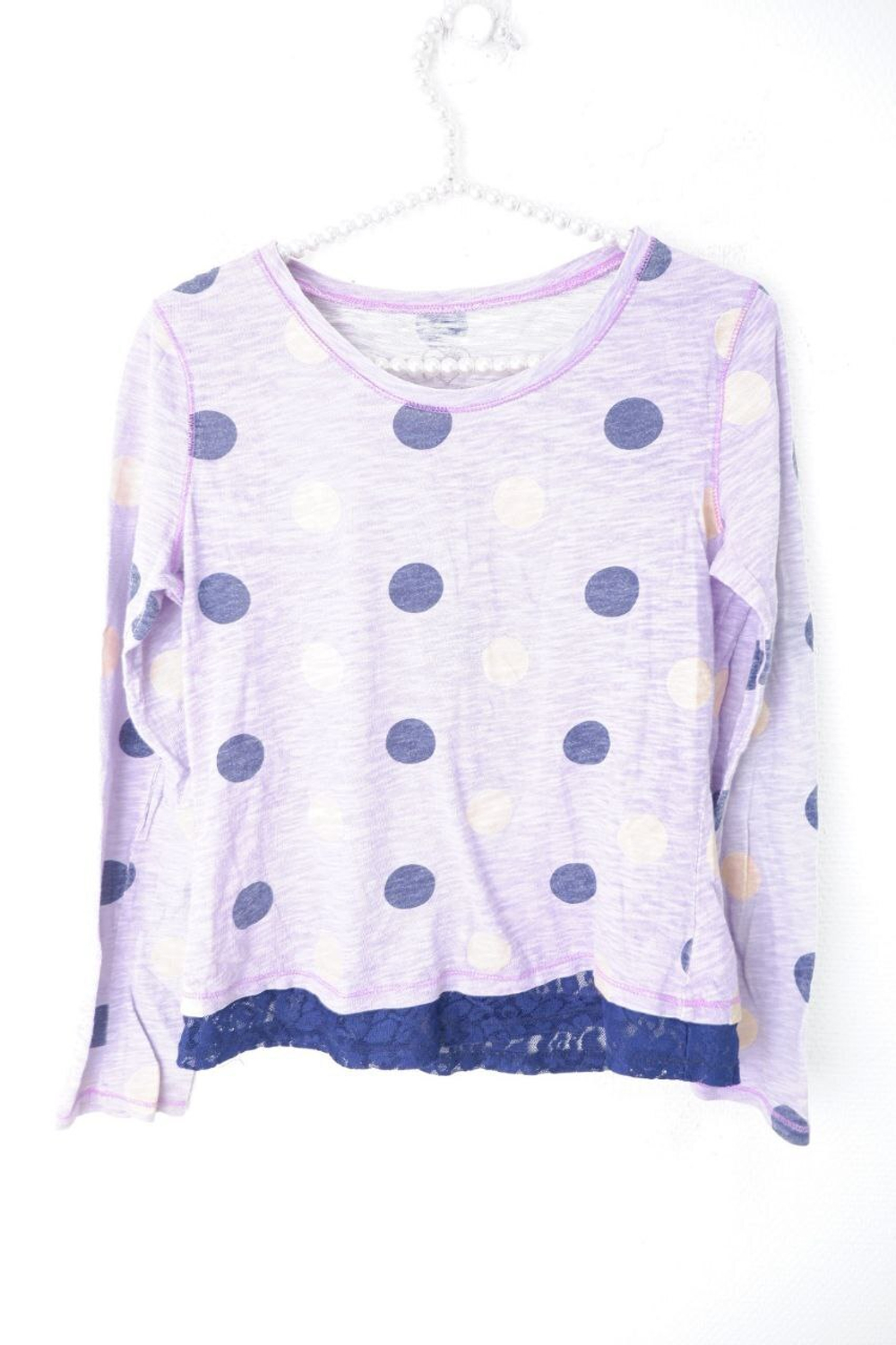 Лонг в горошек лавандовый на 14-15 лет