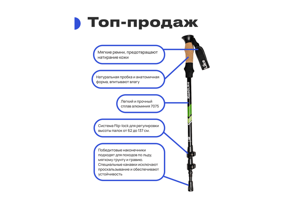 Палки для скандинавской ходьбы RoadLike Зеленый