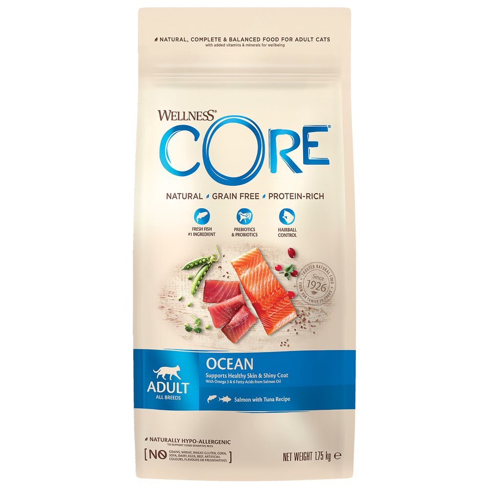 Wellness Core 1.75кг Сухой корм для взрослых кошек Лосось и тунец