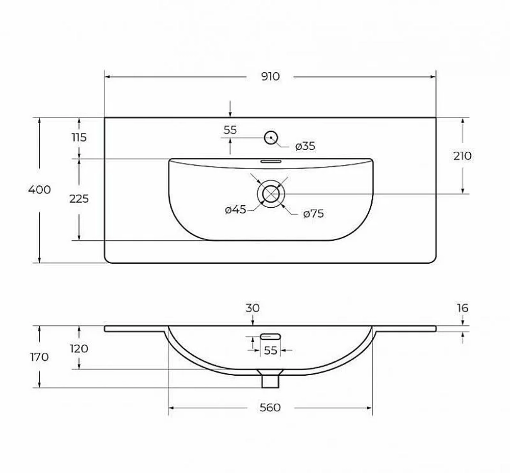 Тумба с раковиной BelBagno MARINO-CER-MINI-900-2C-SO-BO-P Bianco Opaco