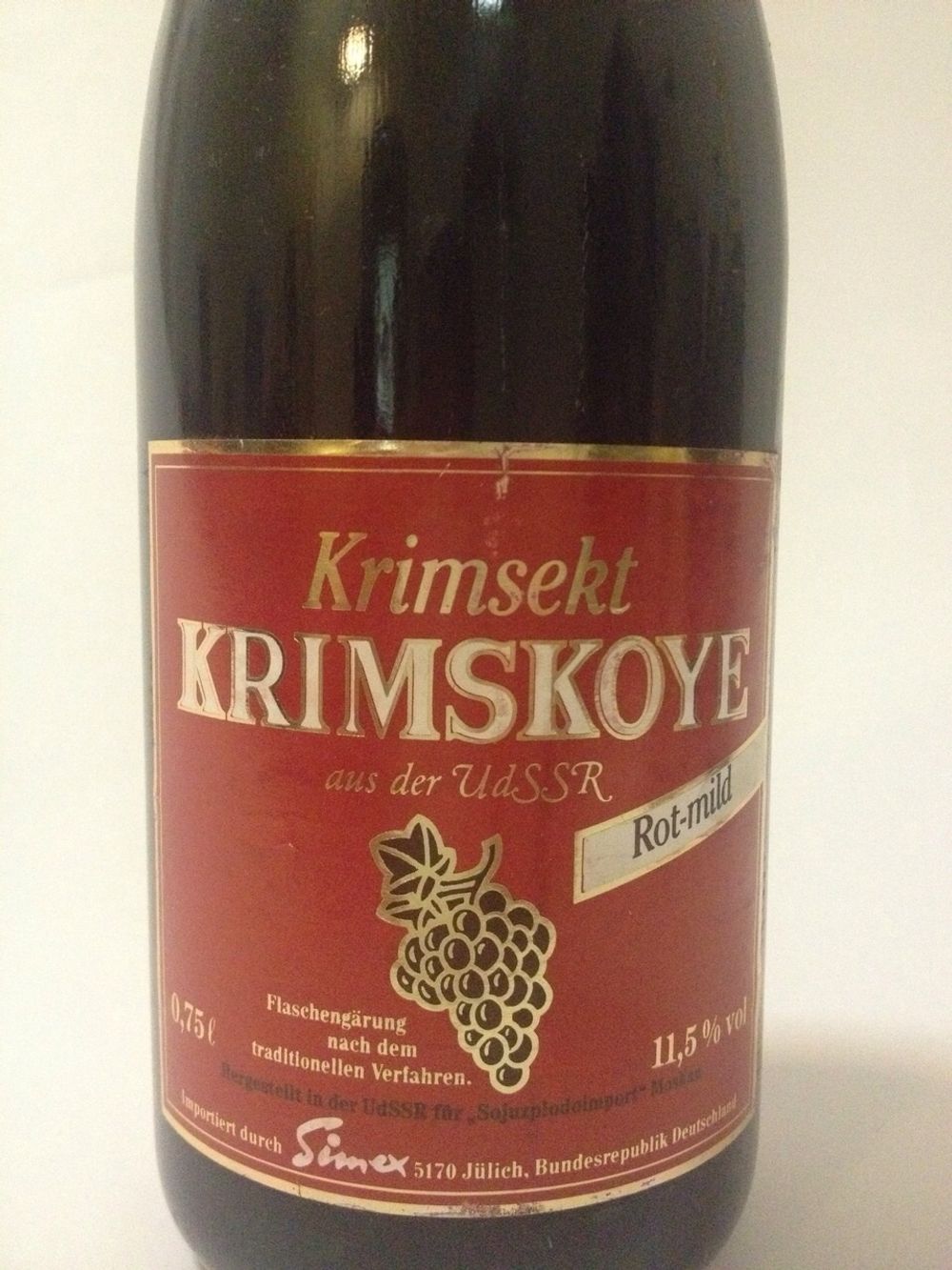 Шампанское Кримсект Артемовское выдержанное красное полусладкое 0,75л