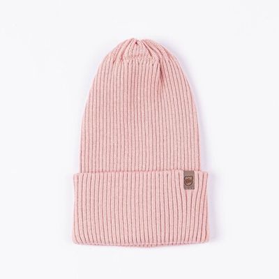 Double turn-up cotton hat - Dusty Rose