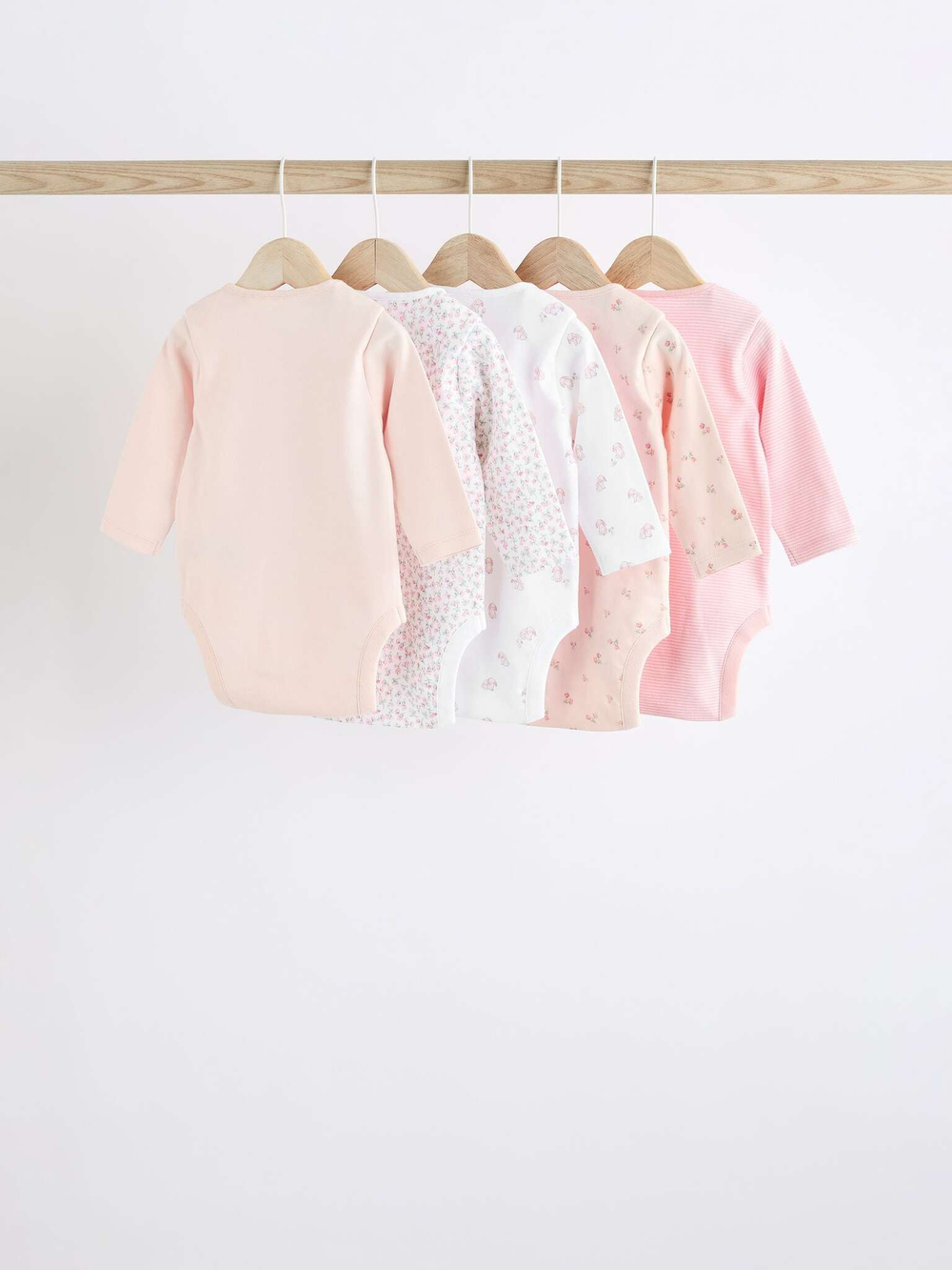 Боди с длинным рукавом для малышей Next K79-553, 5 шт., Белый, Розовый