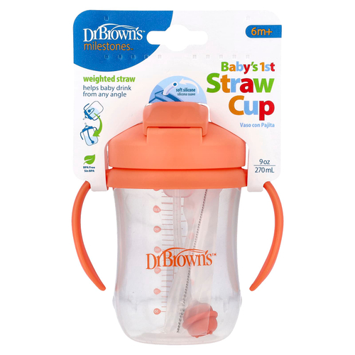 Dr. Brown's, Baby's 1st Straw Cup, от 6 месяцев, коралловый, 270 мл (9 унций)