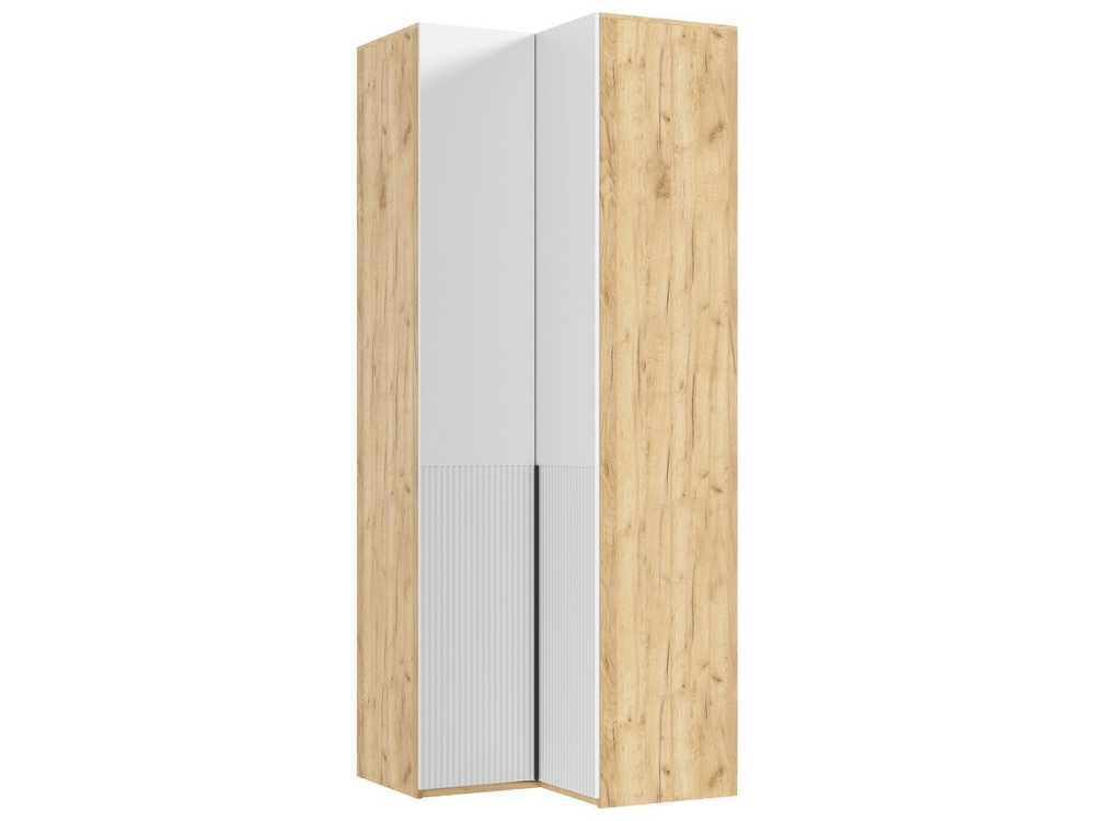 Шкаф для одежды распашной с полками и штангой 3 створки Браш Вайт/Дуб Крафт 120х 51х 240 см