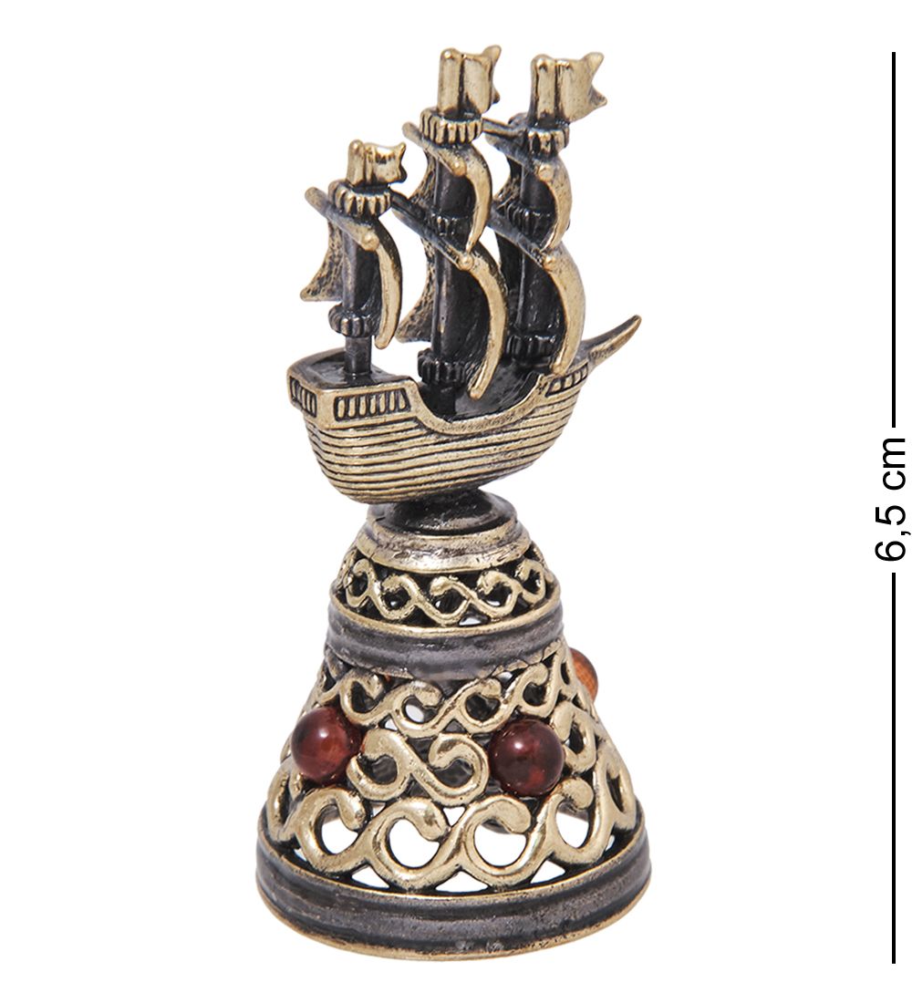 AM- 649 Колокольчик «Корабль» (латунь, янтарь)