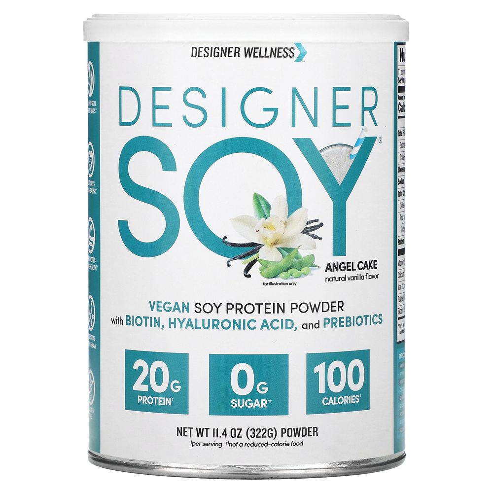 Designer Wellness, Веганский соевый протеин, Angel Cake, натуральная ваниль, 322 г (11,4 унции)