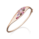 Браслет жесткий из красного золота с миксом камней